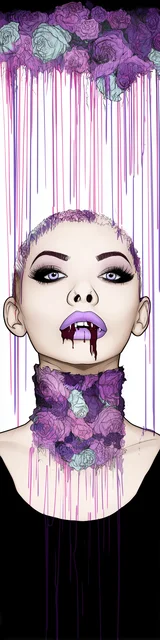 Free vampire bookmark featuring a blood-dripping vampire mouth